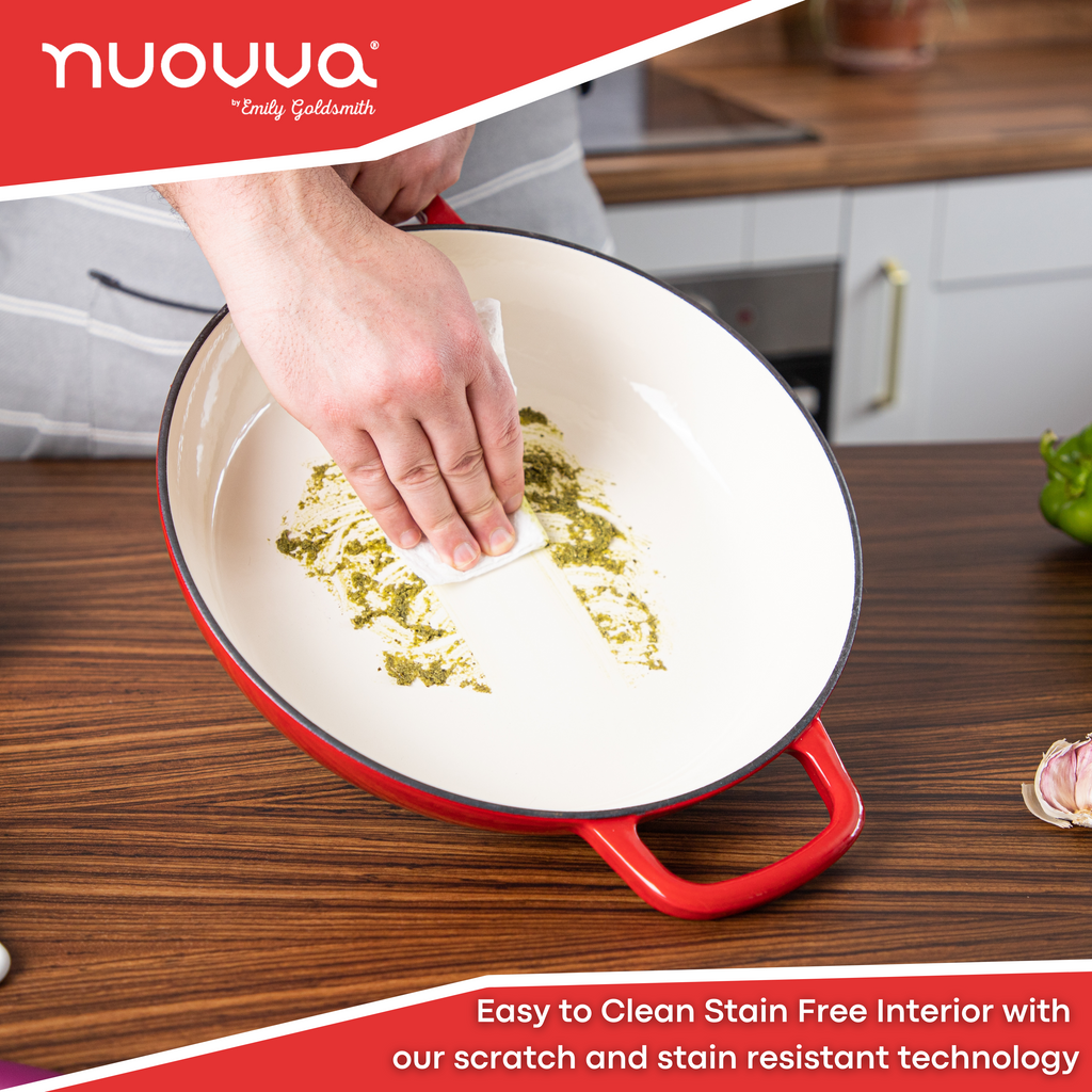 Shallow Cast Iron Dutch Oven Casserole Pot (Multiple Colours & Sizes) by Nuovva