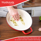 Shallow Cast Iron Dutch Oven Casserole Pot - 3.9L - 30cm (Multiple Colours) by Nuovva