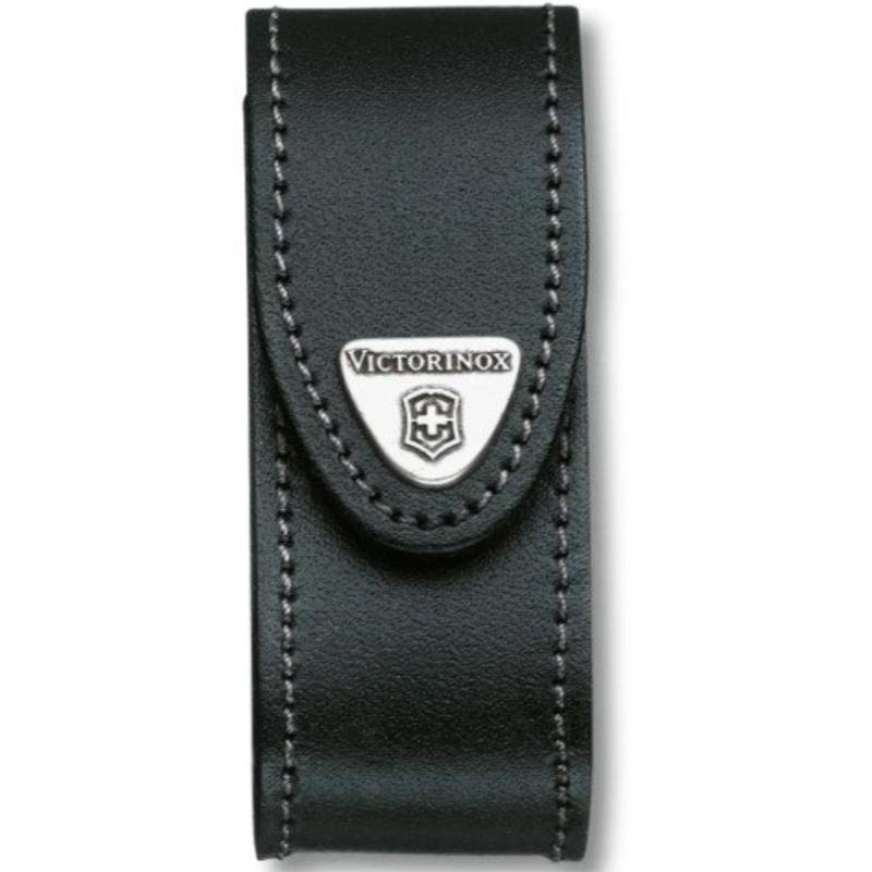 Victorinox Black Leather Pouch with Hook-and-Loop Fastener