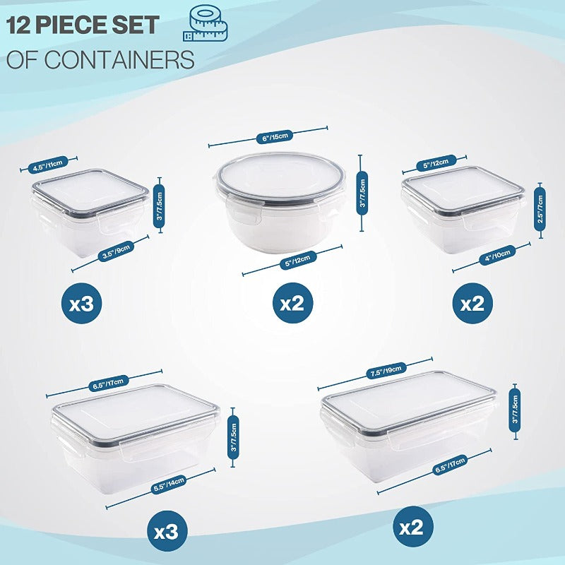 Airtight Food Storage Containers Sets, 12 pieces by Nuovva