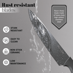 17pcs Grey Kitchen Utensil & Knife Set with Block & Chopping Board, By Nuovva