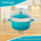 Enamelled Cast Iron Casserole Pot - 22cm - 2.9L (Multiple Colours)