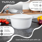 Cream Aluminium Casserole Pot with Lid - 4L - 24cm, by Nuovva