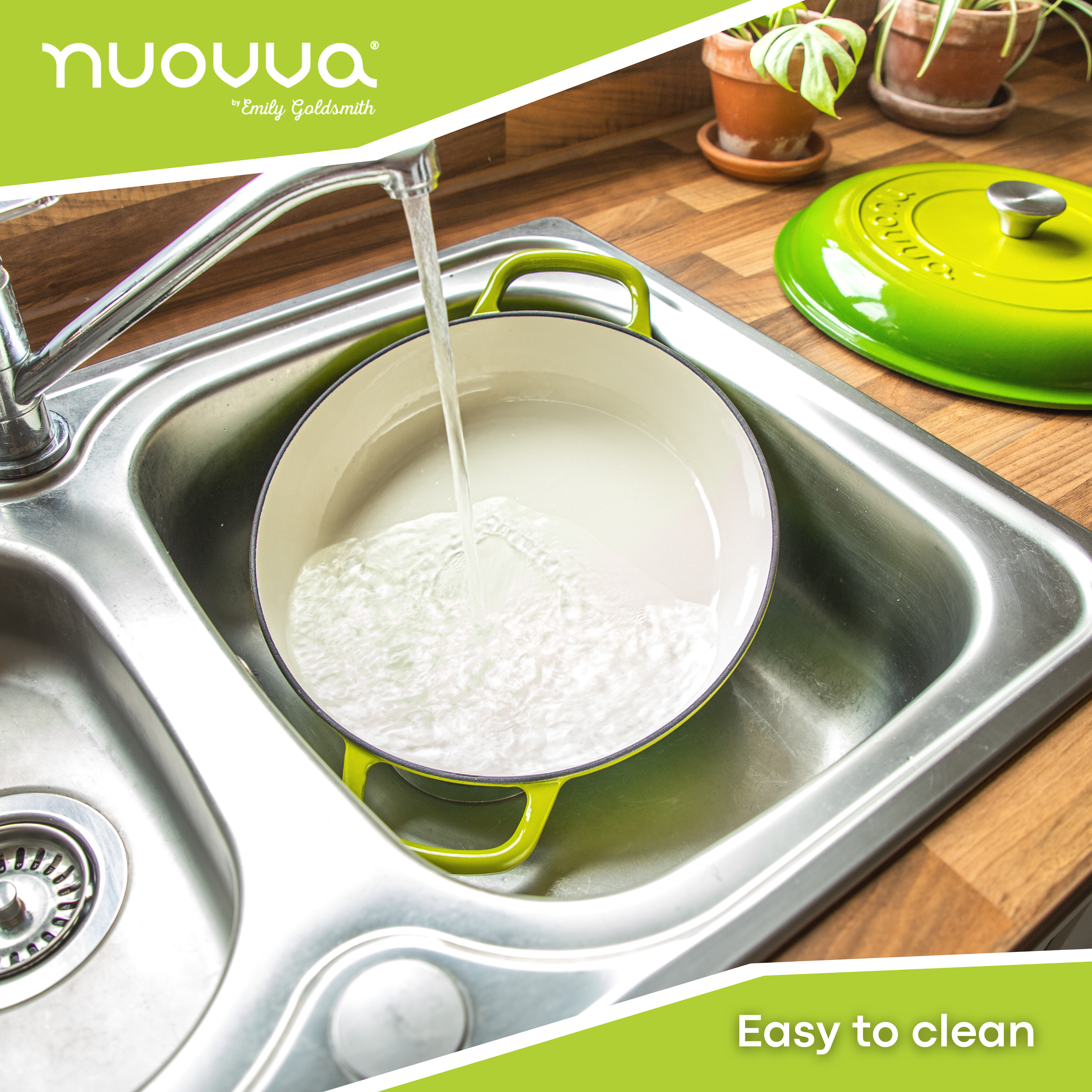 Shallow Cast Iron Dutch Oven Casserole Pot - 3.9L - 30cm (Multiple Colours) by Nuovva