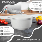 Grey Aluminium Casserole Pot with Lid - 4L - 24cm, by Nuovva