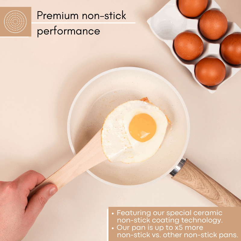 Cream Induction Non-Stick Frying Pan - 20cm, by Nuovva
