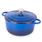 Dark Blue Cast Iron Dutch Oven with Lid, Casserole Pot - 24cm - 4.7L