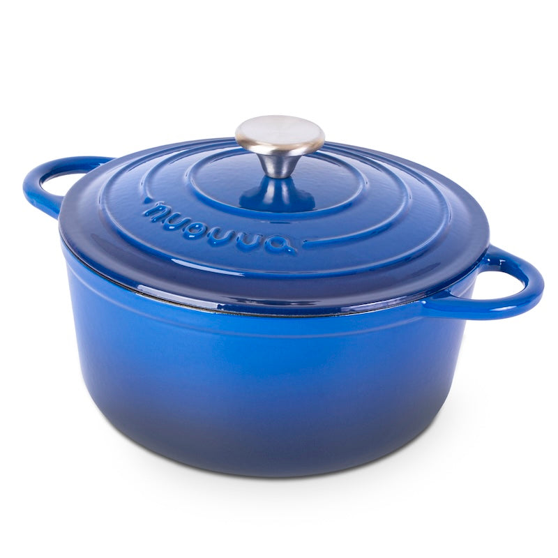 Dark Blue Cast Iron Dutch Oven with Lid, Casserole Pot - 24cm - 4.7L