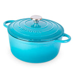 Light Blue Cast Iron Dutch Oven with Lid, Casserole Pot - 24cm -4.7L