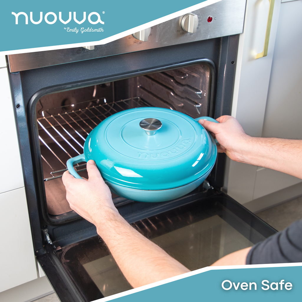 Shallow Cast Iron Dutch Oven Casserole Pot - 3.9L - 30cm (Multiple Colours) by Nuovva