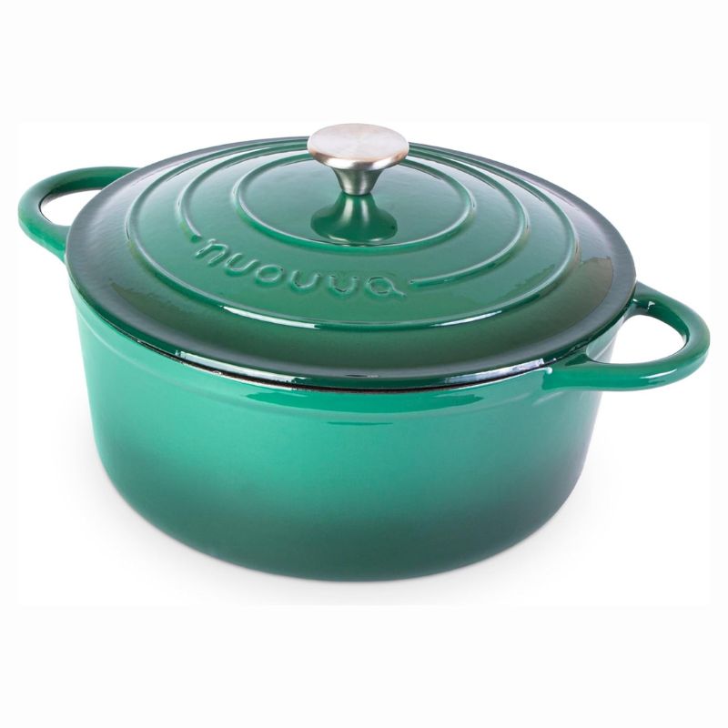 Dark Green Enamelled Cast Iron Casserole Pot - 28cm - 6L