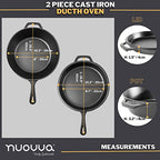 Cast Iron Pre Seasoned Skillet Frying Pan Chef Set (25 & 30cm)