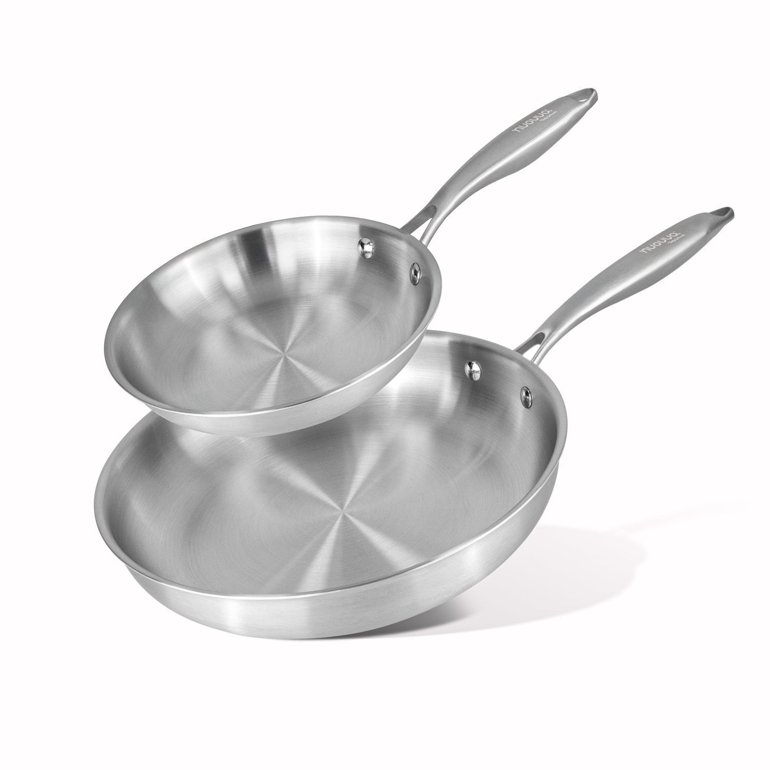 2pcs Stainless Steel Frying Pan Set – 20cm & 28cm, Induction Compatible – By Nuovva
