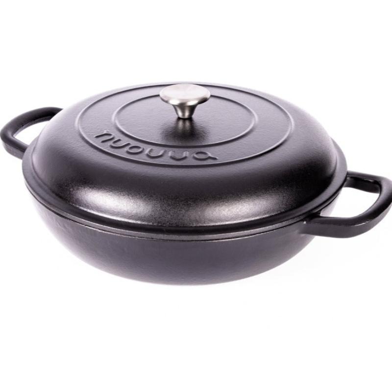 Shallow Cast Iron Dutch Oven Casserole Pot (Multiple Colours & Sizes) by Nuovva