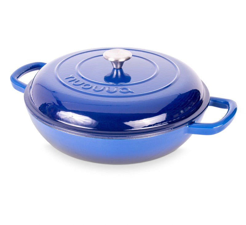Shallow Cast Iron Dutch Oven Casserole Pot - 3.9L - 30cm (Multiple Colours) by Nuovva