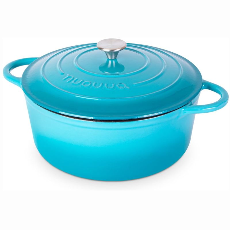 Light Blue Enemalled Cast Iron Dutch Oven, Casserole Pot - 30cm - 6.9L