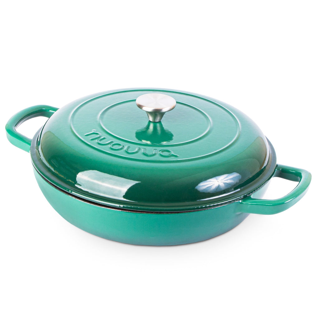 Shallow Cast Iron Dutch Oven Casserole Pot (Multiple Colours & Sizes) by Nuovva