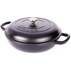 Shallow Cast Iron Casserole Dish with Lid - 32cm - 3.5L (Multiple Colours), by Nuovva
