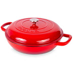 Shallow Cast Iron Casserole Dish with Lid - 32cm - 3.5L (Multiple Colours), by Nuovva