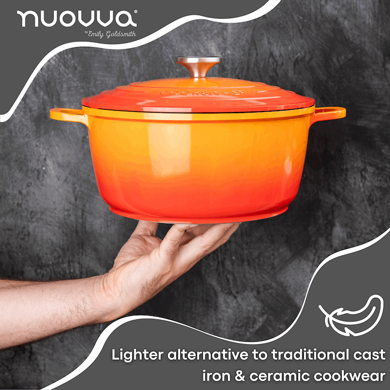 Orange Aluminium Casserole Pot with Lid - 4L - 24cm, by Nuovva