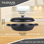 Shallow Cast Iron Dutch Oven Casserole Pot (Multiple Colours & Sizes) by Nuovva