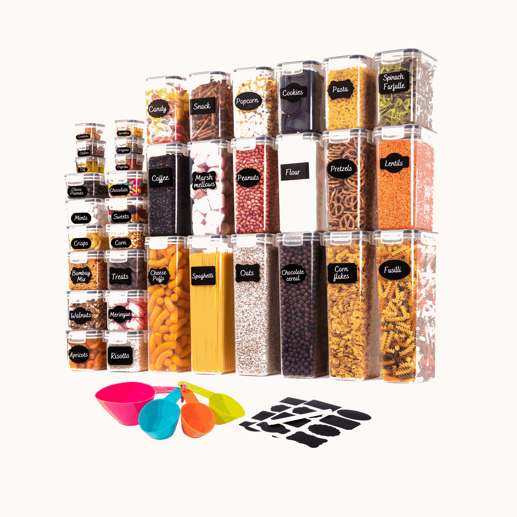 Airtight Kitchen Food Storage Containers, Multiple Sizes - Set of 36, by Nuovva