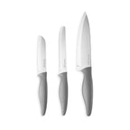 Grey Kitchen Knife Set, Stainless Steel Non-Stick Blades - 3 pieces, by Nuovva