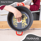 Red Aluminium Casserole Pot with Lid - 4L - 24cm, by Nuovva