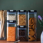 5-Piece Food Storage Containers (Black/White Lid), by Nuovva