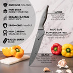 Grey Granite Non-Stick Kitchen Knife Set 5pcs, by Nuovva