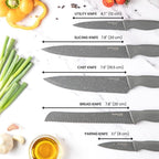Granite Non-Stick Kitchen Knife Set 5pcs - Multiple Colours, by Nuovva