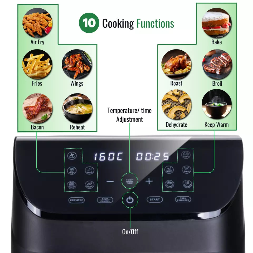 Air Fryer Oven Dual Compartments With 10 Preset Functions – 6.5L, 1500W by Nuovva