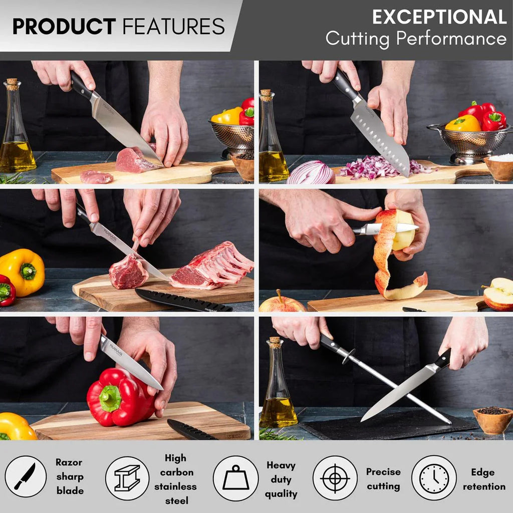 High Carbon Stainless Steel Kitchen Knife Set with Sharpener