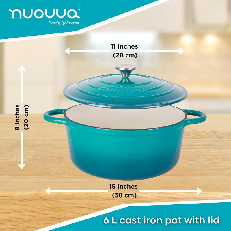Enamelled Cast Iron Casserole Pot - 28cm - 6L (Multiple Colours Available)