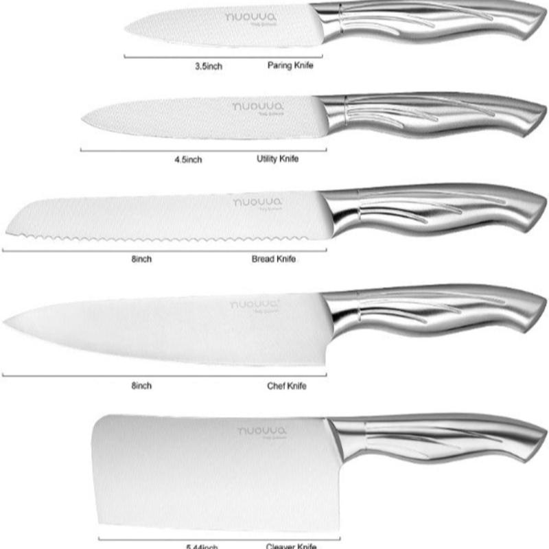 Stainless Steel Kitchen Knife Set with Rotating Block 7-Piece Set, by Nuovva