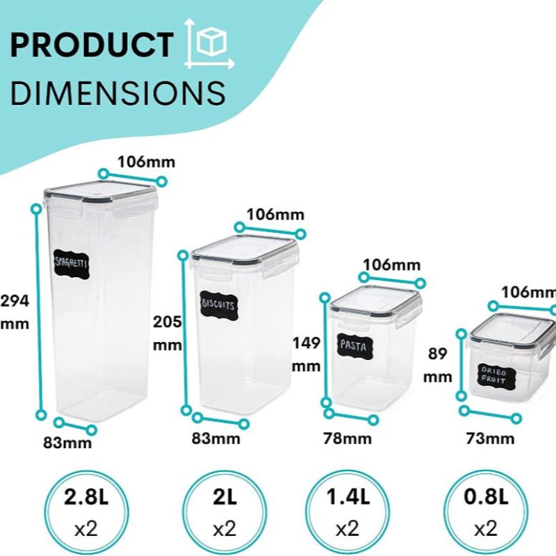 Airtight Kitchen Food Storage Containers, Multiple Sizes (Sets of 8, 14, 20, 36) by Nuovva