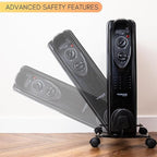 2500W Energy Efficient Electric Heater with 3 Heat Settings - 11 Fin