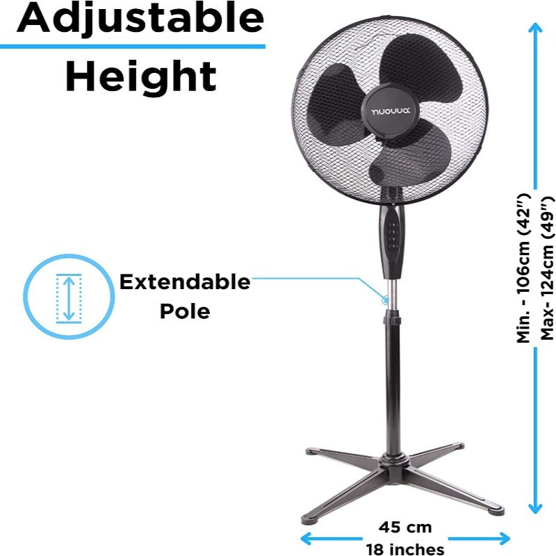 Oscillating 3-Speed Pedestal Fan (16inch) Black/White