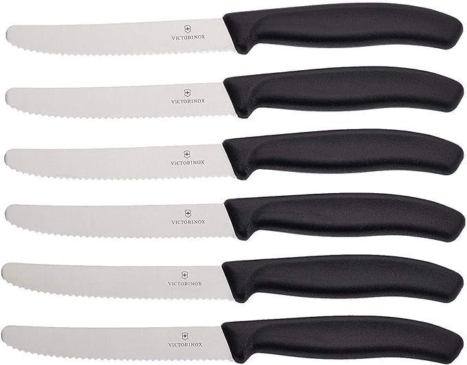 Victorinox 6-Piece Swiss Classic Tomato/Table Knife Set | 11 cm | Black