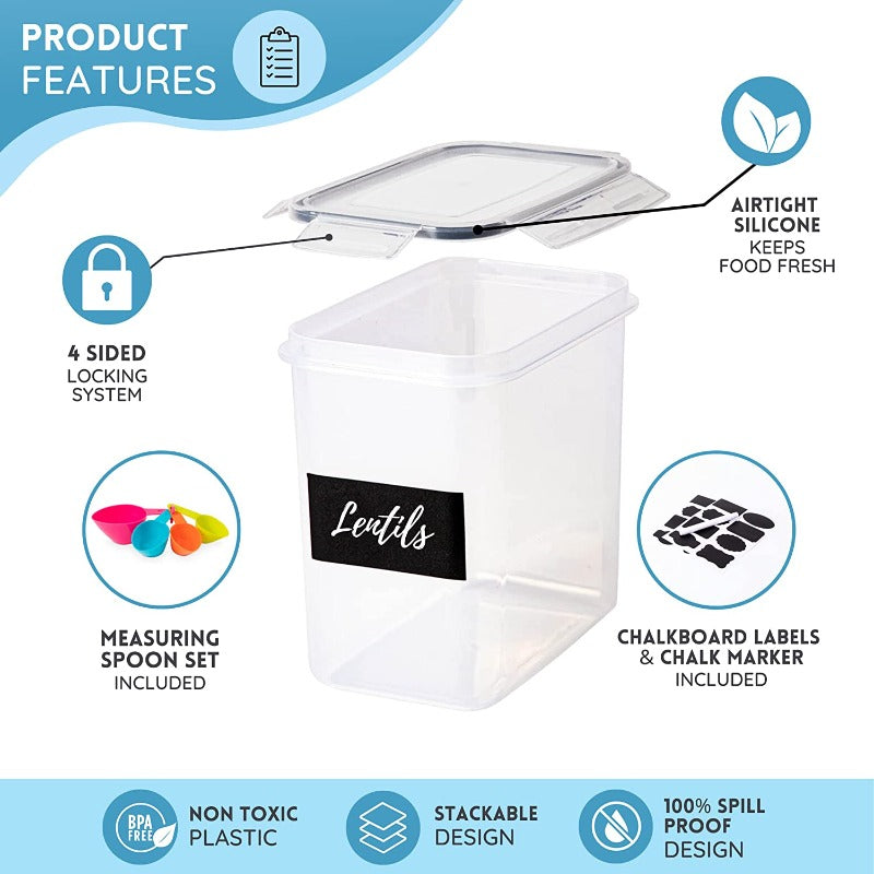 Airtight Kitchen Food Storage Containers, Multiple Sizes - Set of 36, by Nuovva