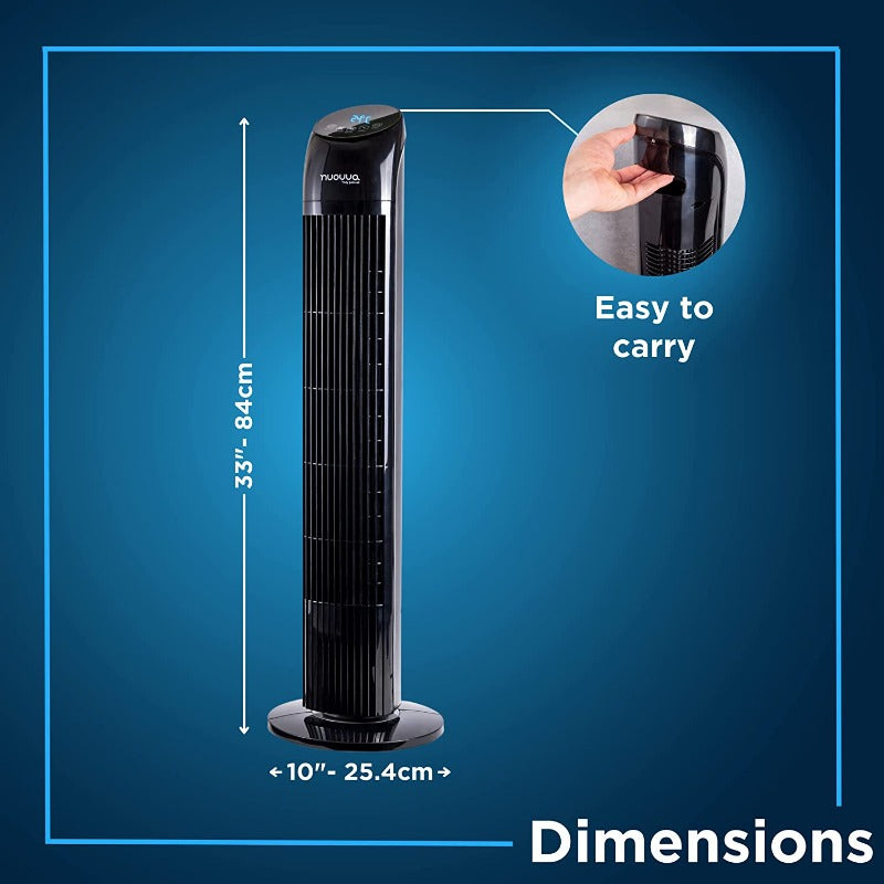Electric Oscillating Tower Fan - 33 Inches (Black/White)