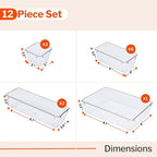Clear Drawer Organiser Set (Multiple Quantities)  12, 16, 21 & 25 pcs, by Stackzy