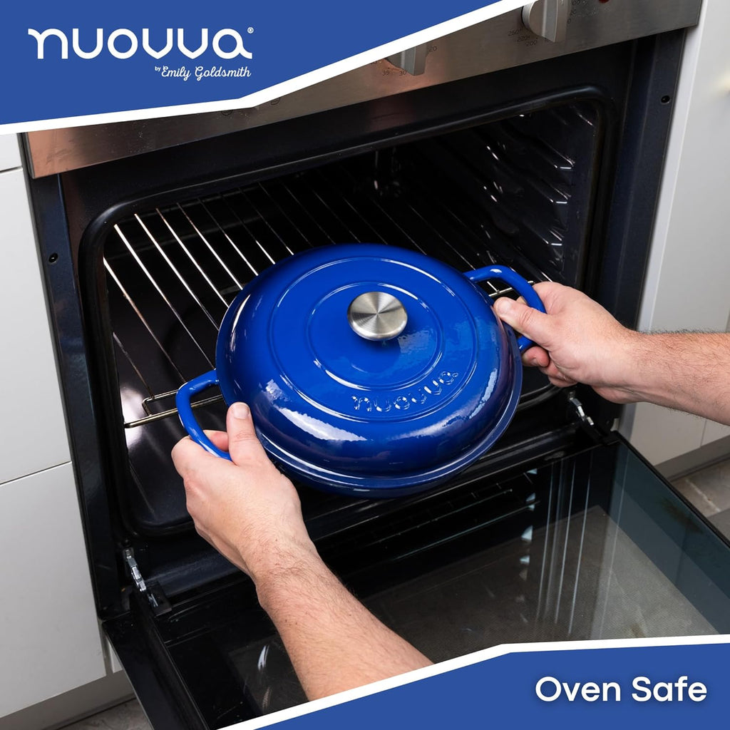 Shallow Cast Iron Dutch Oven Casserole Pot (Multiple Colours & Sizes) by Nuovva