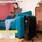 Energy Efficient Electric Heater with 3 Heat Settings - 9 Fin, 2500W