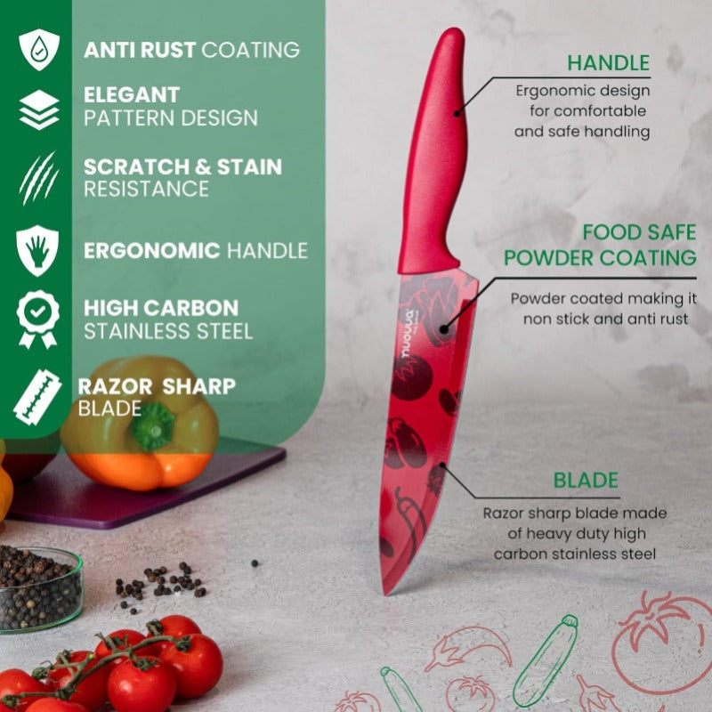 Multicolour Pattern Granite Non-Stick Kitchen Knife Set 5pcs, by Nuovva