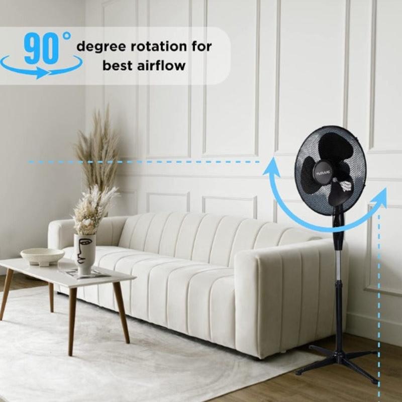 Oscillating 3-Speed Pedestal Fan (16inch) Black/White