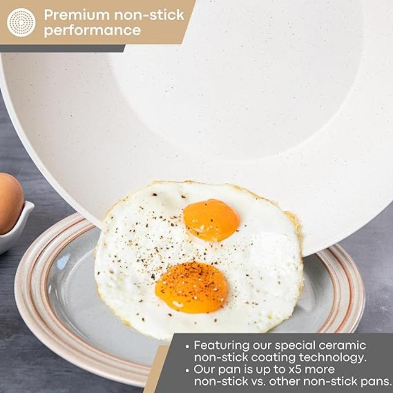 Induction Non-Stick Wok Pan – Deep Stir Fry Pan With Lid - 28cm (Multiple Colours), by Nuovva