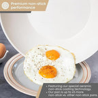 Cream Induction Non-Stick Wok Pan – Deep Stir Fry Pan With Lid - 28cm