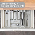 Light Grey Expandable Cutlery Drawer Organiser Divider, by Nuovva