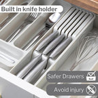 Light Grey Expandable Cutlery Drawer Organiser Divider, by Nuovva